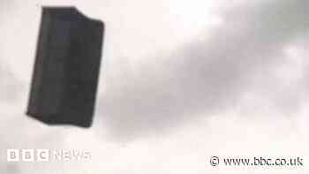 Flying sofa seen over Turkish capital during storm