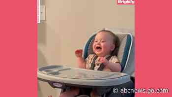 WATCH:  Baby's scream turns into giggles as he plays with dad