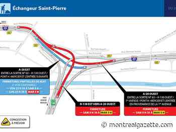 Weekend traffic May 19-23: Avoid Highway 13, St-Pierre Interchange