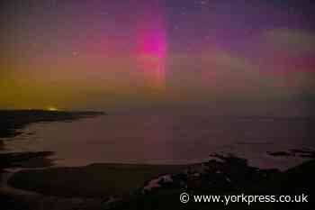 Northern Lights spotted from Scalby Mills cliffs in Scarborough