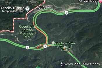 UPDATE: Coquihalla Highway southbound lanes remain closed outside of Hope due to vehicle incident