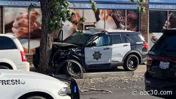 Fresno Police officers involved in collision, 3 people taken to the hospital