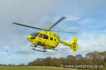 Air ambulance at scene after train and car crash near Pickering