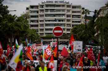 France Pension Protest Held on Outskirts of Cannes Film Festival