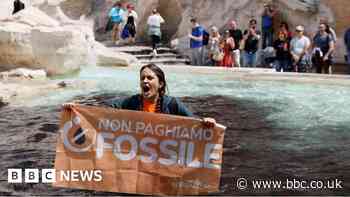Watch: Activists turn Trevi Fountain water black