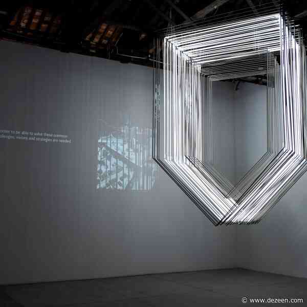 Inverted neon house installed in Kosovo pavilion at the Venice Architecture Biennale