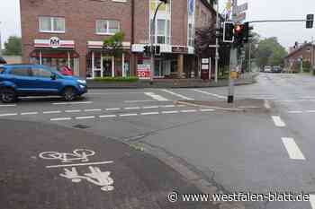 Gegen spitzen Winkel: Bordstein abgesenkt