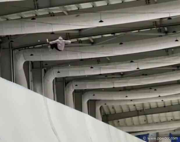 Gold Medalist Snowboarder Practices On World-Class Indoor Halfpipe