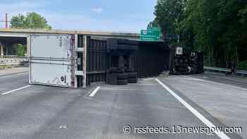 Traffic Alert: Overturned tractor-trailer on I-64 in Williamsburg