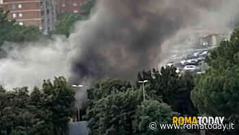 Incendio a Colli Aniene: fiamme nell'area dell'ex pista del ghiaccio 