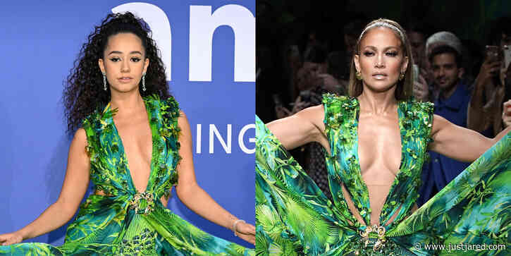 Lena Mahfouf Rewears Jennifer Lopez's Second Green Versace Dress for Cannes Film Festival Event