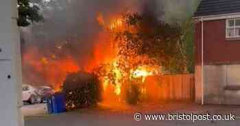 Garden outbuilding bursts into ball of flames as blaze erupts in Emersons Green