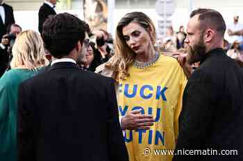 Une mannequin ukrainienne avec un t-shirt anti-Poutine arrêtée sur le tapis rouge du Festival de Cannes