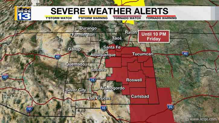 Tornado Watch continues for eastern New Mexico until 10 p.m. Friday