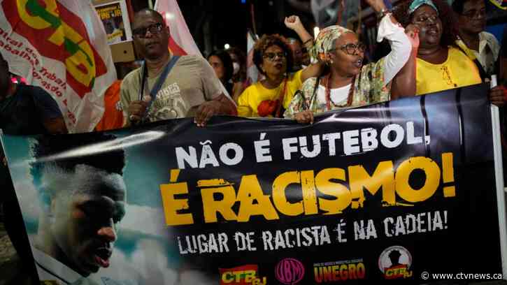 Disgusted by racism targeting soccer's Vinicius, his Brazilian hometown rallies to defend him
