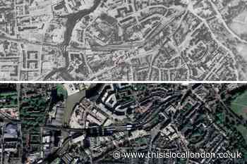 How Greenwich High Road has changed since 1945 including the DLR