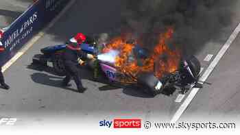 F2 Monaco: Doohan's car catches fire | Maloney nearly hits wreckage!