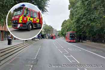 Upper Street, Islington - 'Fire engine in collision with man'