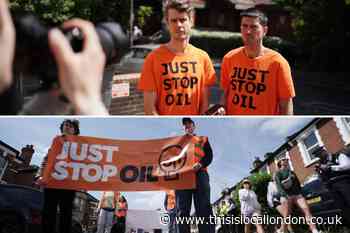 Just Stop Oil activists protest in Wimbledon ahead of court appearance