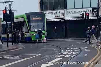 Woman blocks West Croydon tram in stand-off