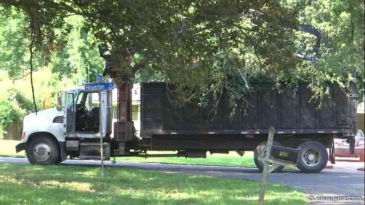 Debris truck pulls down power lines, leaves part of residential road closed