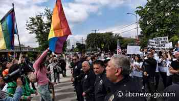 Protests erupted outside Los Angeles elementary school's Pride month assembly