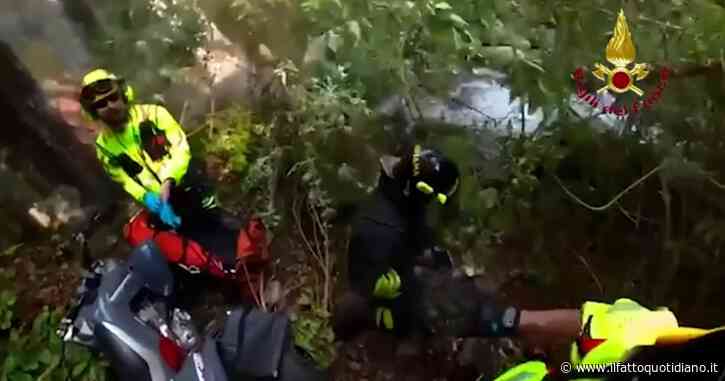 Cadono con il quad in uno strapiombo: salvati con l’elicottero dai Vigili del fuoco