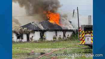 Abandoned structure in Portsmouth catches fire