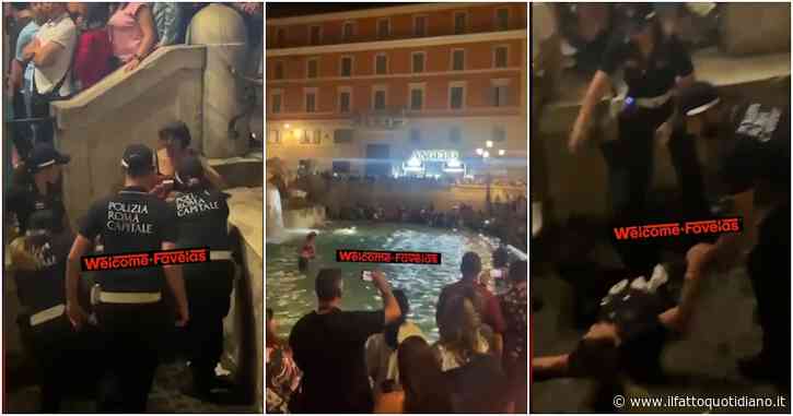 Fa il bagno nella Fontana di Trevi e con un calcio fa cadere a terra la vigile che l’aveva fermata: le immagini girate