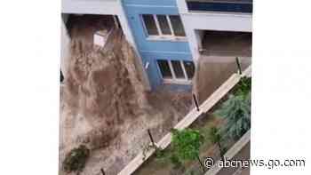 WATCH:  Gushing water pours from second-story balcony in Turkey