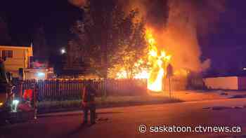 Suspicious fire destroys Saskatoon garage