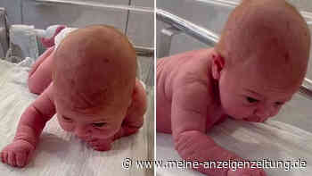 Motorisch hochbegabt? Baby hebt drei Tage nach der Geburt bereits den Kopf und krabbelt