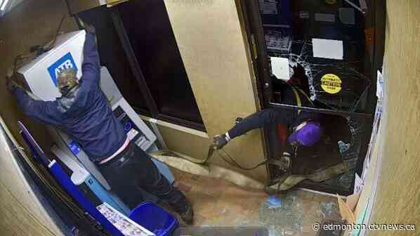 Caught on camera: 2 try to steal ATM from northern Alberta bank