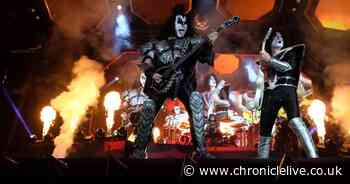 American rock band Kiss perform on stage in the North East for the final time