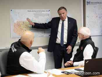 Wildfires burning on Crown land in the northern reaches of Pontiac County, creating smoky haze