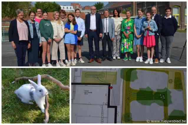“Meer groen en schattige konijntjes”: minister Diependaele bezoekt speelplaatsproject Leieparel