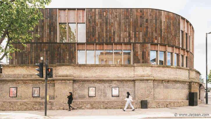 Recycled railway sleepers clad creative centre beside Camden's Roundhouse
