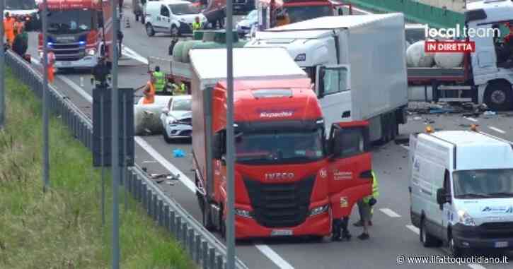 Incidente sull’autostrada A4: schianto tra auto e mezzi pesanti, due morti e tre feriti