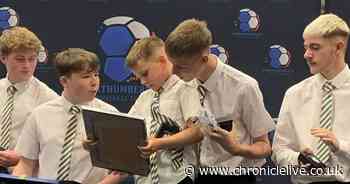 Northumberland Football League raises over £2k in memory of Tomasz Oleszak as his brother collects medal