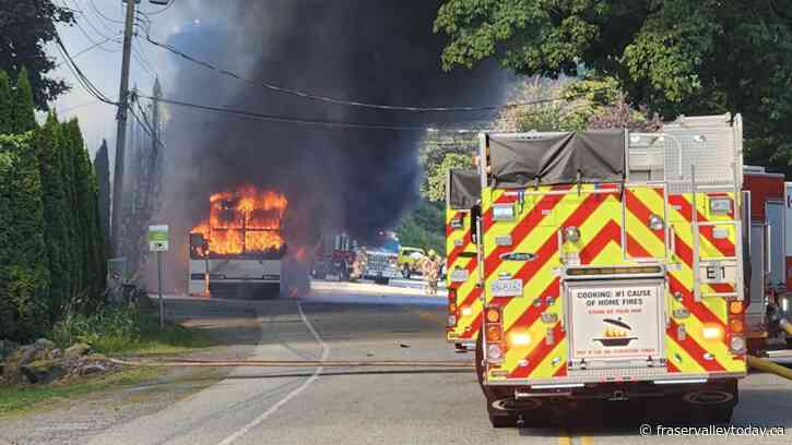 Bus bursts into flames on Vedder Mountain Road, school kids OK