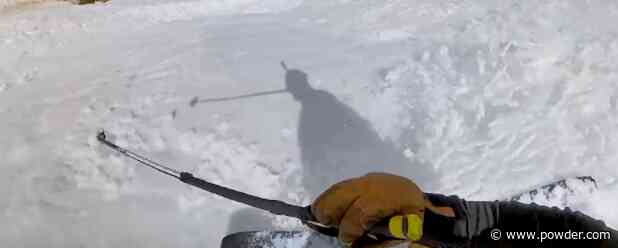 Dedicated Skier Hikes To Reach Chute With Funky Snow