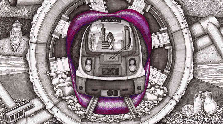 Comic sketches of London’s architecture in the Barbican Library