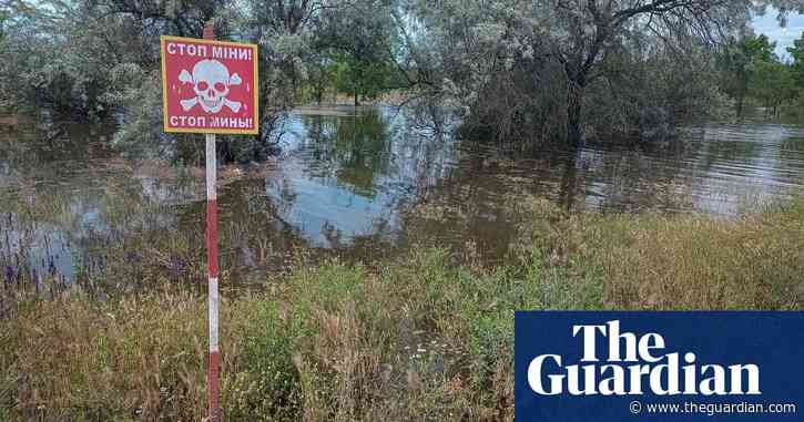 Drone footage shows flooded minefields in southern Ukraine – video