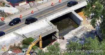 Suburban Skyview: Naperville bridge construction progressing one section at a time