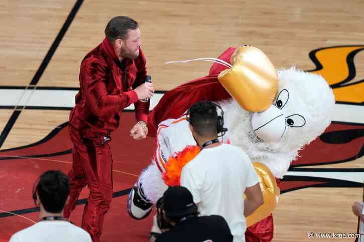 UFC champ Conor McGregor knocks out mascot in bizarre bit during NBA Finals