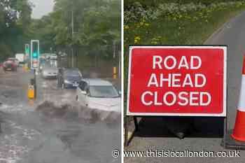 North Circular blocked in Golders Green after rain