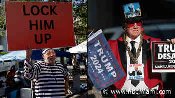 Trump detractors and supporters gather outside Miami courthouse for historic hearing