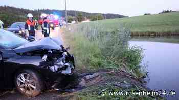 Autofahrer (19) landet mit Fahrzeug in Weiher - Anwohnerin wird zur Retterin