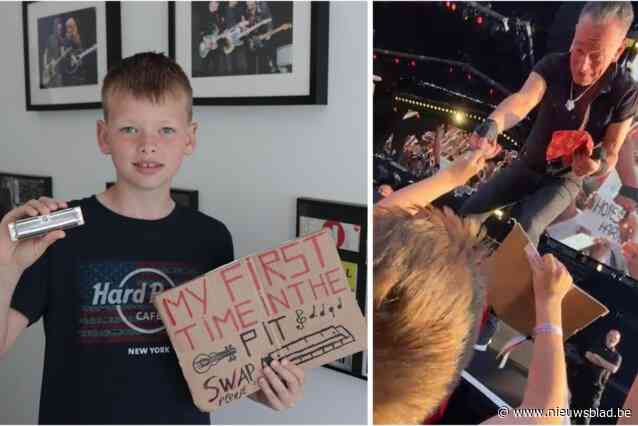 Dante (9) verzilvert tijdens concert uniek souvenir van Bruce Springsteen: “In ruil voor een petje van Kasteelbier”