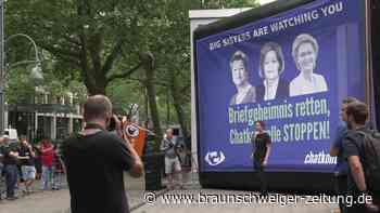 Protest gegen EU-Kommissarin wegen Chat-Kontrollgesetz